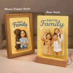 Personalizado Divertido 3D Personaje Foto Marco Acrílico LED Luz de Noche con Base de Madera y Título Decoración del Hogar Regalo de Cumpleaños para la Familia Amante de las Mascotas