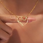 Personlig hjerte fødselsstein fødselsblomst halskjede med navn Dainty smykker bursdag jubileum Valentinsdag gave til kvinner