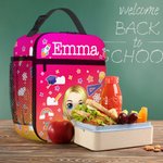 Personalizzato Cartoon Character Stationery Elements Borsa per il pranzo isolata con nome Picnic portatile Regalo di ritorno a scuola per ragazzi e ragazze
