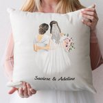 Personalized Mother of the Bride Cartoon Character Soft Throw Pillow Cover with Name Home Decor Wedding Bridal Shower Gift for Bride Mom