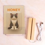 Personalizado Divertido 3D Personaje Foto Marco Acrílico LED Luz de Noche con Base de Madera y Título Decoración del Hogar Regalo de Cumpleaños para la Familia Amante de las Mascotas
