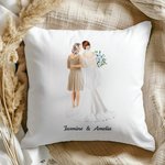 Personalized Mother of the Bride Cartoon Character Soft Throw Pillow Cover with Name Home Decor Wedding Bridal Shower Gift for Bride Mom