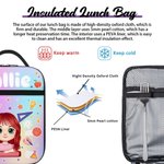 Personalizzato Cartoon Character Stationery Elements Borsa per il pranzo isolata con nome Picnic portatile Regalo di ritorno a scuola per ragazzi e ragazze