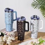 Personlig flerfarget blomstermor 40 oz tumbler med 1-8 navn og sugerør Reisetilbehør Morsdag Bursdagsgave til mor bestemor