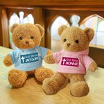 Personalisierte Kreuz Gott segnen Plüsch Teddybär Plüschtier mit Namen Religiöse Taufe Erstkommunion Geschenk für Jungen Mädchen