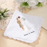 Gepersonaliseerde Cartoon Bruid en Mam 100% Katoenen Zakdoek met Namen en Tekst Huwelijksverjaardag Cadeau voor Mam Bruid