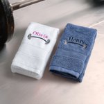 Personalised Weightlifting Barbell Towel with Embroidered Name Sporting Good Training Team Anniversary Gift for Weightlifter Fitness Enthusiast