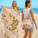 Personalised Danish Flower 2 in 1 Foldable Quick Dry Beach Towel All-in-One Bag with Name Beach Party Travel Birthday Gift for Women