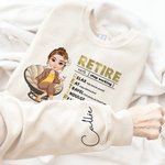 Personalised Cartoon Character 100% Cotton Soft Sweatshirt Hoodie with Name Birthday Gift for Retired Women