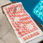 Personlig Vintage Plaid Daisy Quick Dry Oversized Strandhandduk med namn Sommar Semester Party Tillbehör Födelsedagspresent för kvinnor