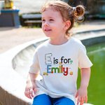 Gepersonaliseerd Schattig Potlood Apple Notitieboekje Ontwerp Initiaal Kinder T-shirt Sweatshirt met Naam Terug naar School Verjaardagscadeau voor Jongens Meisjes