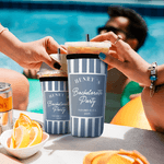 Personalised Bachelorette Party Striped Design Can Cooler Sleeve with Name Location and Date Beach Bachelor Party Gift for Friends Besties