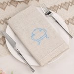 Personalized Embroidered Interlocking Monogram Initial Linen Napkin Housewarming Wedding Gift for Family Friend