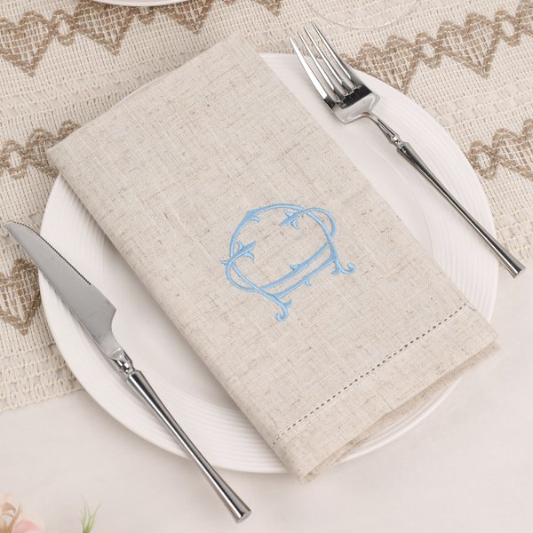 Personalisierte gestickte Interlocking Monogramm Initial Leinen Serviette Housewarming Hochzeit Geschenk für Familie Freund