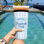 Personalised Bachelorette Party Striped Design Can Cooler Sleeve with Name Location and Date Beach Bachelor Party Gift for Friends Besties