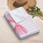 Serviette de plage surdimensionnée avec nom, personnalisée par Coquette Rose Bow Stripes Quick Dry Travel Essentials Summer Vacation Birthday Gift for Women