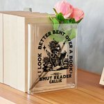 Personalisierte Kreuz Bibel Zitate Clear Buchstütze Vase mit Namen Ästhetische Raumdekoration Taufe Geburtstag Geschenk für Frauen Christen Buchliebhaber