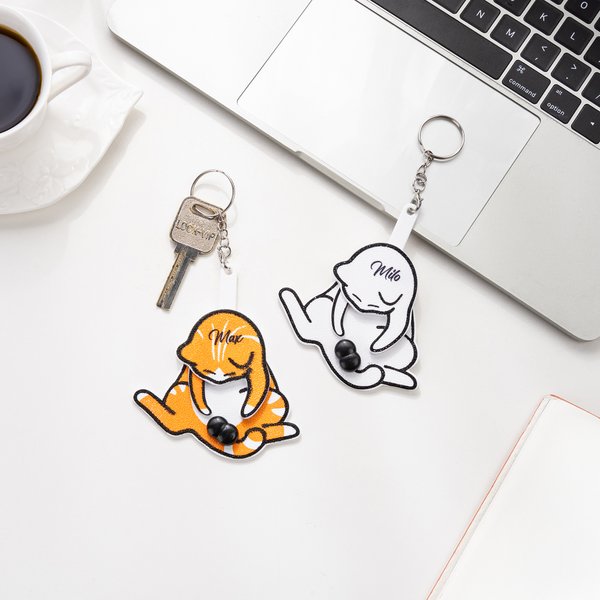Llavero Personalizado 3D Gato Divertido Gatos Huevos Giratorios con Nombre Alivio del Estrés Regalo de Cumpleaños para los Amantes de los Gatos