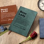 Personalized Boss Lady Name PU Leather Notebook with 200 Lined Pages Birthday Appreciation Gift for Women