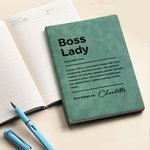 Personalized Boss Lady Name PU Leather Notebook with 200 Lined Pages Birthday Appreciation Gift for Women