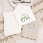 Personalized Embroidered Interlocking Monogram Initial Linen Napkin Housewarming Wedding Gift for Family Friend