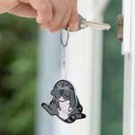 Llavero Personalizado 3D Gato Divertido Gatos Huevos Giratorios con Nombre Alivio del Estrés Regalo de Cumpleaños para los Amantes de los Gatos