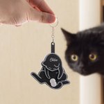 Llavero Personalizado 3D Gato Divertido Gatos Huevos Giratorios con Nombre Alivio del Estrés Regalo de Cumpleaños para los Amantes de los Gatos