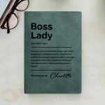 Personalized Boss Lady Name PU Leather Notebook with 200 Lined Pages Birthday Appreciation Gift for Women
