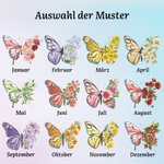 Personalisierte Geburtsblume Schmetterling Große Canvas Tragetasche mit Namen Geburtstag Muttertag Geschenk für Damen Mädchen