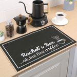 Personligt kaffeelement halkfri kaffebarmatta med namn bordsdekoration öppning födelsedagspresent för barista kaffeälskare