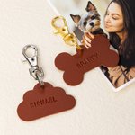 Personalised Bone Heart Flower Shape Multicolour PU Leather Pet ID Card Name Tag Birthday Welcome Gift for Dog Cat Owners