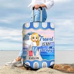 Spersonalizowany pokrowiec na bagaż z postacią z kreskówki Sunset Cruise Pasuje do walizki 18-32 cali z imieniem Prezent urodzinowy dla miłośnika podróży rodzinnych