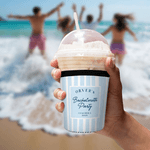 Personalised Bachelorette Party Striped Design Can Cooler Sleeve with Name Location and Date Beach Bachelor Party Gift for Friends Besties