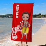 Personalized Cartoon Lifeguard Quick Dry Beach Towel with Name Outdoor Activities Summer Essentials Gift for Lifesaver