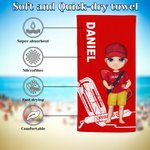 Personalized Cartoon Lifeguard Quick Dry Beach Towel with Name Outdoor Activities Summer Essentials Gift for Lifesaver