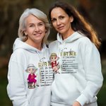 Personalised Cartoon Character 100% Cotton Soft Sweatshirt Hoodie with Name Birthday Gift for Retired Women