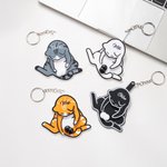 Llavero Personalizado 3D Gato Divertido Gatos Huevos Giratorios con Nombre Alivio del Estrés Regalo de Cumpleaños para los Amantes de los Gatos