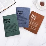 Personalized Boss Lady Name PU Leather Notebook with 200 Lined Pages Birthday Appreciation Gift for Women