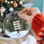 Personalized Vintage Lamp Post Sign Acrylic Hanging Ornament with Name and Year Tree Decor Christmas Gift for Family Friends