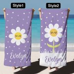 Personalisierte bunte Gänseblümchen schnell trocken überdimensioniert Strandtuch mit Namen Sommer Urlaub Zubehör Geburtstag Geschenk für Jungen Mädchen