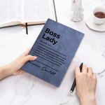 Personalized Boss Lady Name PU Leather Notebook with 200 Lined Pages Birthday Appreciation Gift for Women