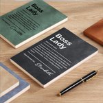 Personalized Boss Lady Name PU Leather Notebook with 200 Lined Pages Birthday Appreciation Gift for Women