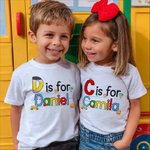Gepersonaliseerd Schattig Potlood Apple Notitieboekje Ontwerp Initiaal Kinder T-shirt Sweatshirt met Naam Terug naar School Verjaardagscadeau voor Jongens Meisjes