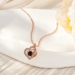 Personalised Double Heart Photo Projection Necklace Dainty Jewellery Anniversary Birthday Gift for Her