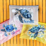 Personalized Floral Sea Turtle Waterproof Pool Beach Bag Travel Daily Use Birthday Wedding Beach Party Gift for Women