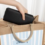 Personalized Multicolour Stripe Bachelor Party Design Jute Tote Bag with Name Travel Accessory Bridesmaid Gift for Women