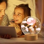 Personalised Cloud Hot Air Balloon Cute Teddy Bear LED Night Light with Name and Wooden Base Nursery Decor Birthday Gift for Baby Kid