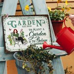 Gepersonaliseerde Retro Garden Cartoon Character Metal Sign met naam tuindecor Housewarming verjaardagscadeau voor vrouwen mannen tuinieren liefhebbers