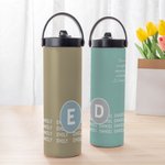 Personalised Motivational Quotes Initial 15 oz Water Bottle with Name and Handle Birthday Office Gift for Coworkers Office Workers