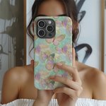 Personalized Butterflies Faux Stained Glass Phone Case with Name for iPhone Samsung Anniversary Birthday Gift for Friend Family Butterfly Lovers